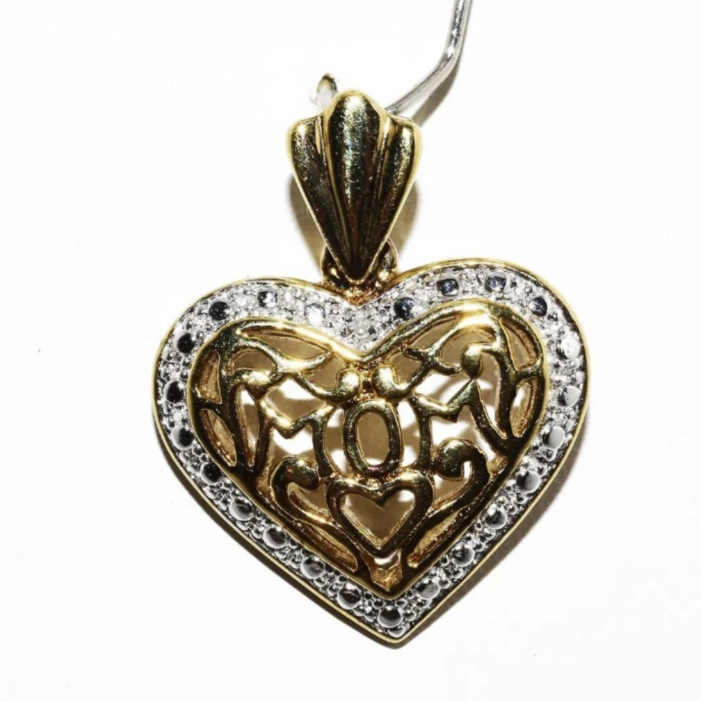 01ct Natural White Diamond Solitaire Mom Heart Drop Pendant 180$